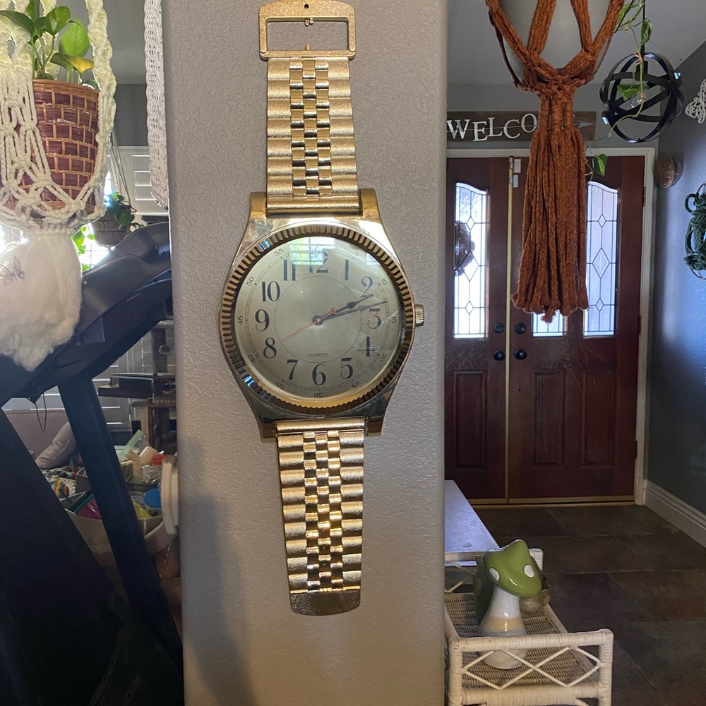 Gold Oversized Wristwatch Wall Clock - Unbranded